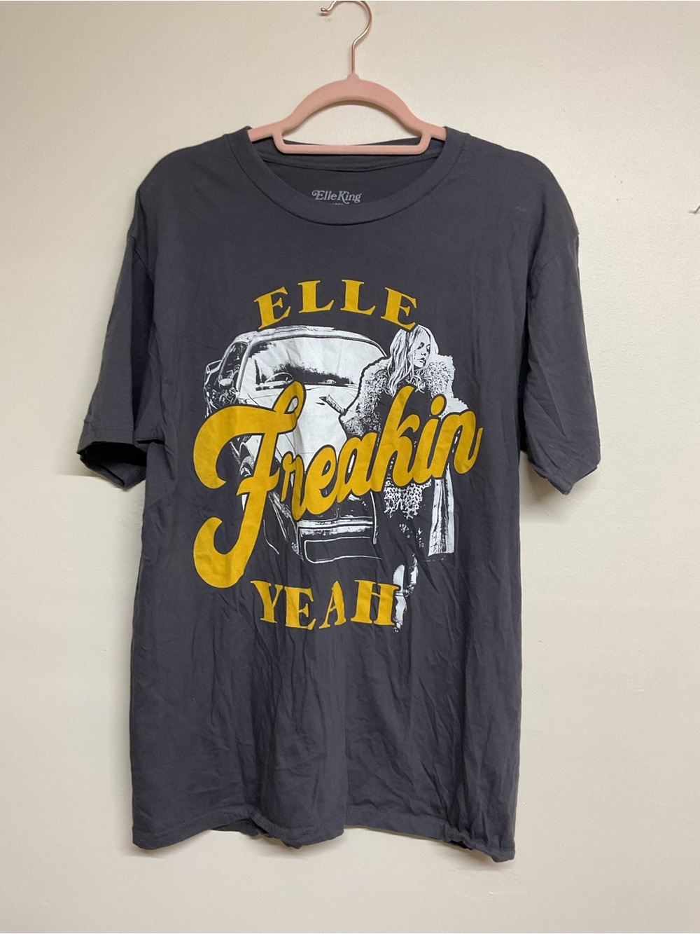 Women’s Graphic Tee - Charcoal with Yellow Print